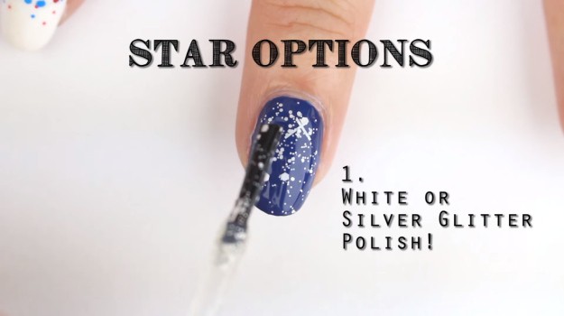 Star Options - White or Silver Glitter Polish | 4th Of July Nail Design Show Your Patriotism With This Easy Flag Design