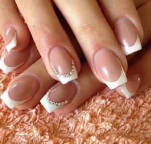 Curved Tip With Crystals | French Nail Designs