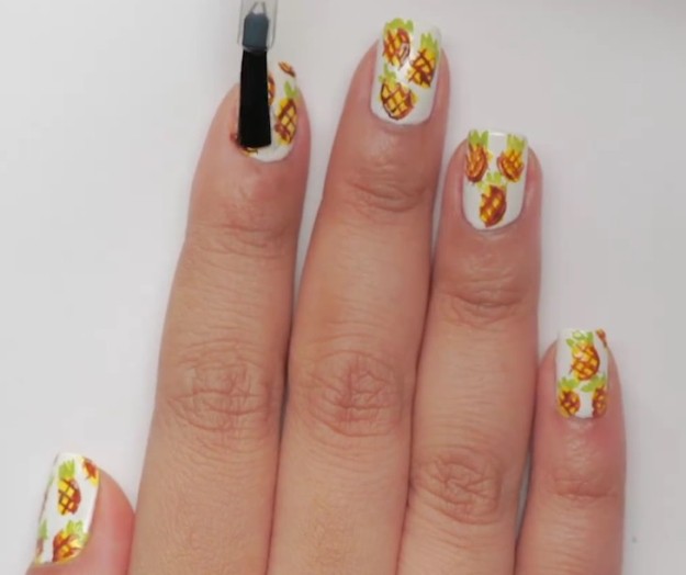 Apply Top Coat | Pineapple Express! Check Out This Cute Fruit Nail Art Tutorial