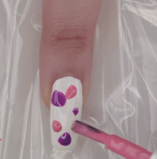 Add In Pink Droplets | Pastel Marble Nail Art Tutorial | Super Easy Chic Design