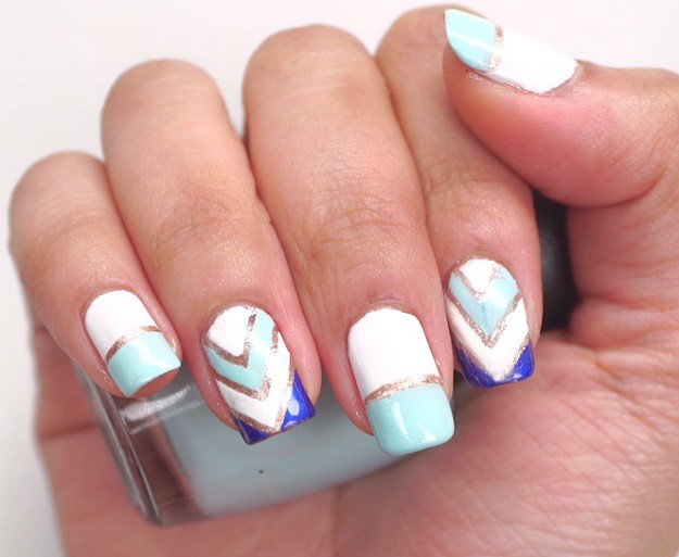Finished Product | Santorini Nail Art Tutorial | Display The Colors Of Greece