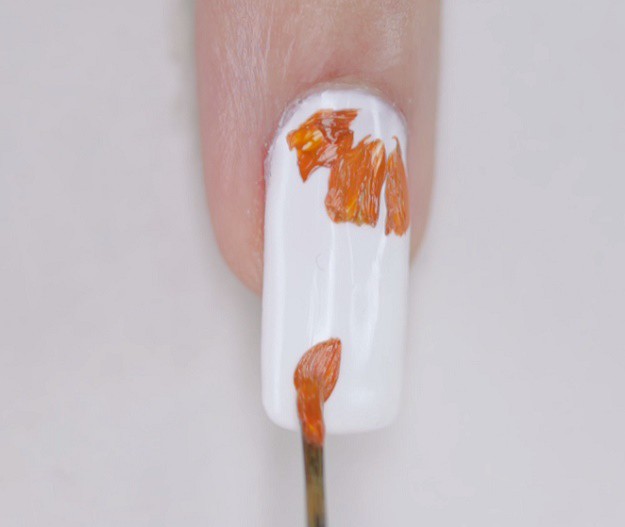 Step 2: Do the petals | Autumn Nails Tutorial | You Have To Check Out This Gorgeous Nail Design 