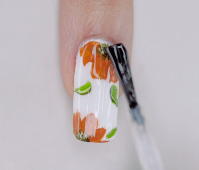 Step 5: Finish with top coat | Autumn Nails Tutorial | You Have To Check Out This Gorgeous Nail Design 