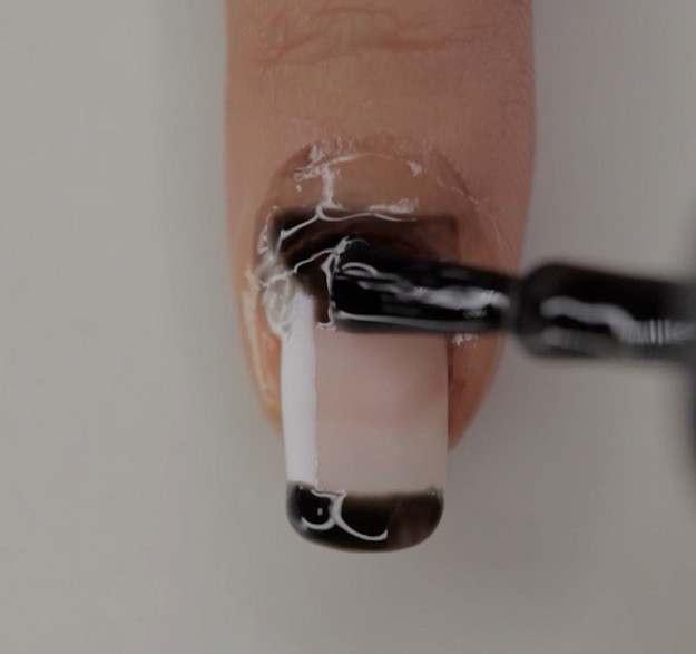 Step 2: Draw white line |Super Easy Geometrical Negative Space Nails You Can Wear on Your Date