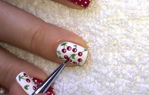 Add Highlights Super Cute Cherry Nail Art Tutorial With Intricate Details