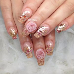 Roses And Glitter | Gorgeous Spring Nail Designs