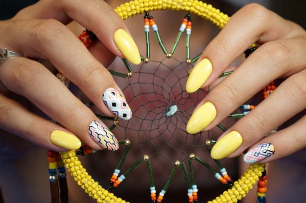 Check out Beautiful Floral Polka Dots Nails-Tutorial at https://naildesigns.com/polka-dots-acrylic-nails-design/