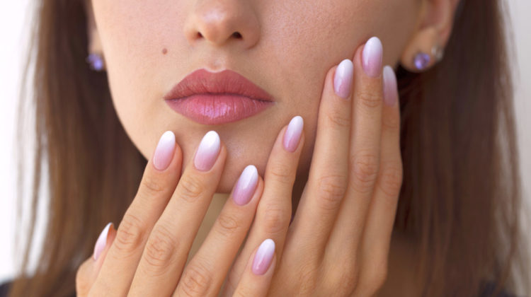 Beautiful woman's nails with beautiful french manicure ombre peach and white | NexGen Nails | What Is This Latest Nail Trend? | nexgen nails pros and cons