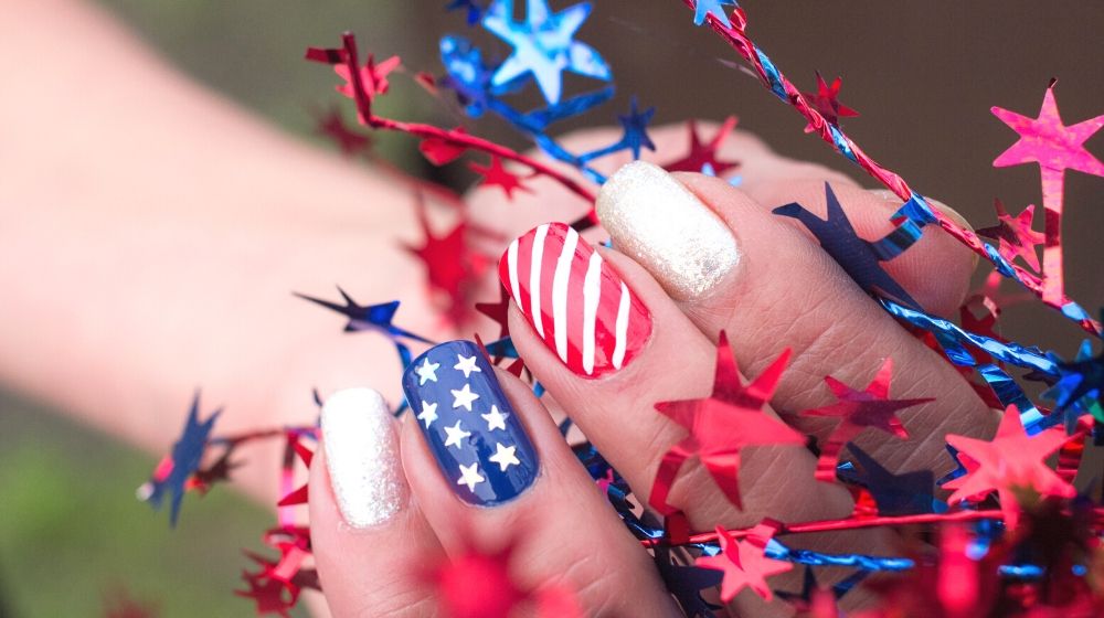 fourth july stars stripes on nails | Gorgeous White Nail Designs For Every Occasion