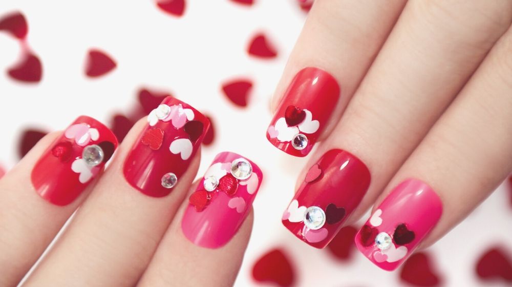 nail designs different sequins shape hearts | Latest Nail Art Designs You Should Try