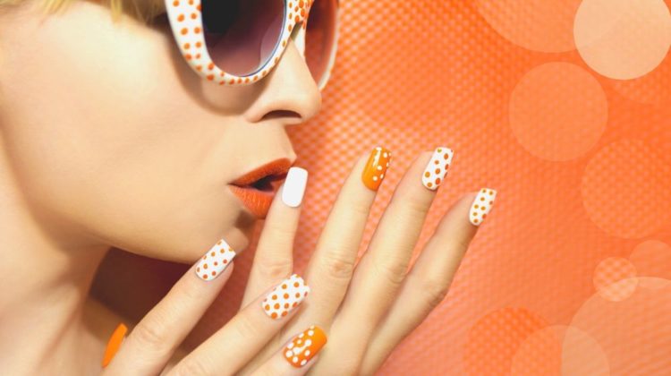 white orange manicure makeup design dots | Latest Nail Art Designs You Should Try | Featured