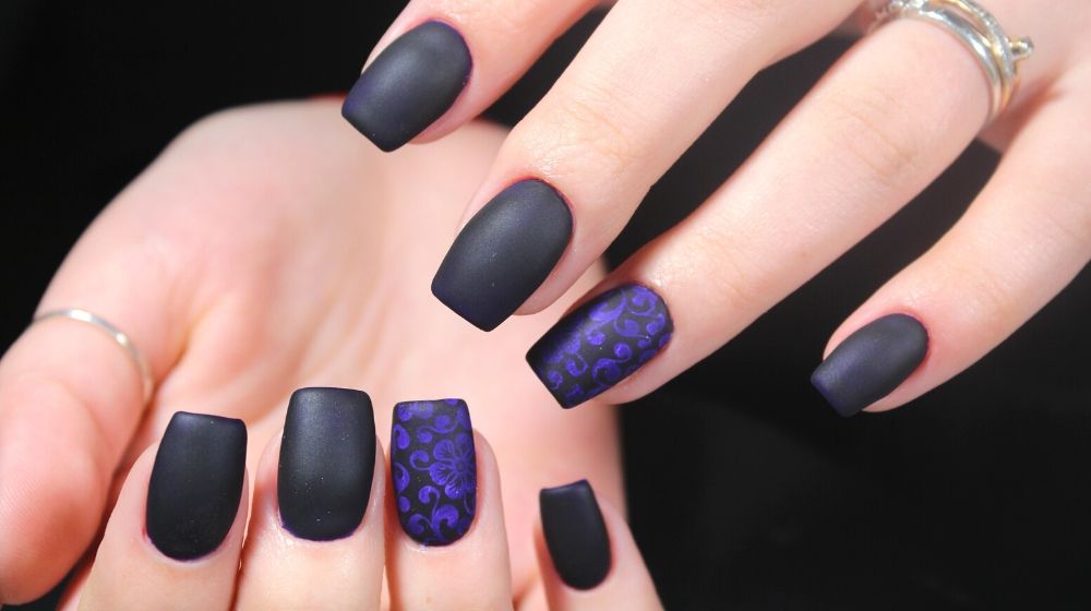 design manicure matte black blue nails | Nail Colors You Should Try This 2020