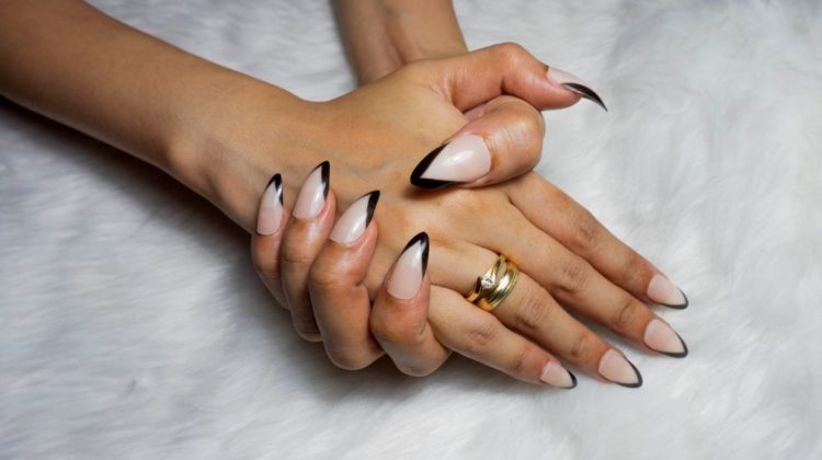 black tip french manicure stiletto nails | Bio Sculpture Gel Facts You Need To Know | Featured