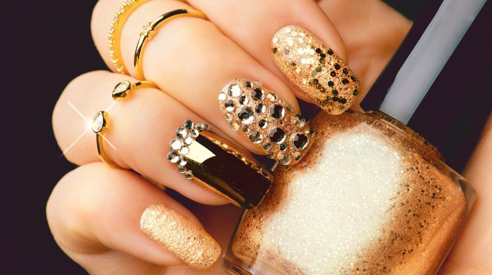 Stunning Gold and Rhinestone Nail Designs - wide 10