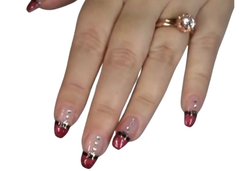 Fuzzy Santa Suit French Tips | Holiday Nail Art Designs