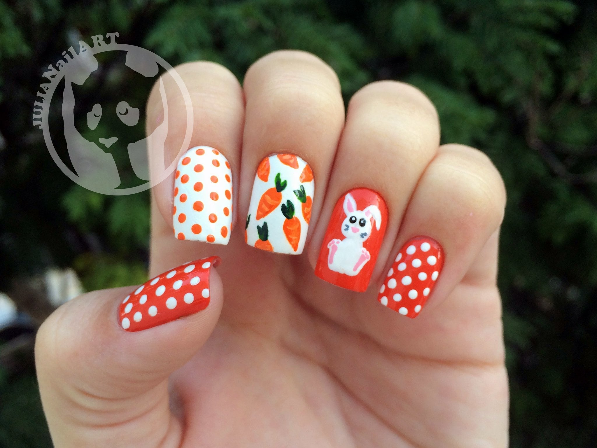 Carrot Polka Dots Easter Nail Art | Fun Easter Nails and Designs You Should Check Out