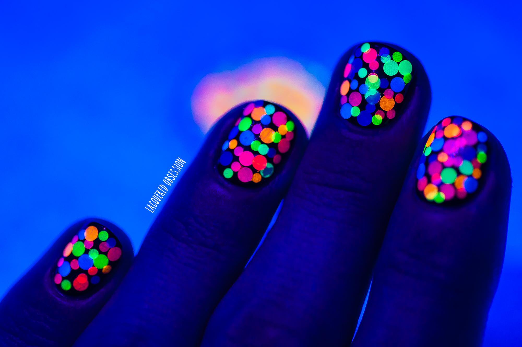 Glow-In-The-Dark Neon Glitter Nails | Glamorous Neon Nail Designs You Must Try This Season | bright colorful nail designs