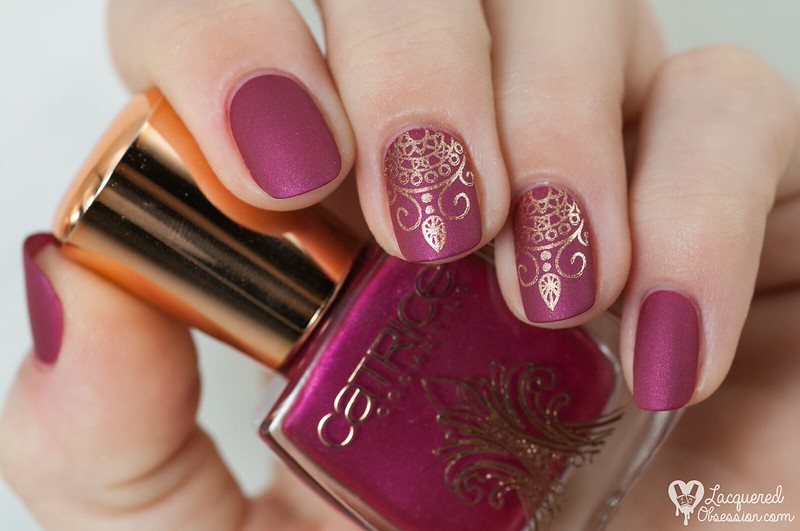 Catrice - Berry British & Poetic Pink + stamping | Unique Squoval Nail Designs For A More Sophisticated Look