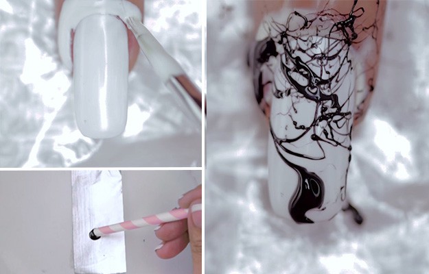 Add Black Splatters | Halloween Nails Tutorial | Tim Burton Inspired Add Black Splatters | Halloween Nails Tutorial | Tim Burton Inspired