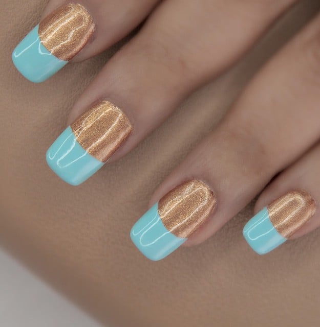 Gold Nails With Mint Accent | Original Nail Tutorial Videos6