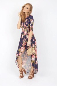MASON & IVY LILIANA FLORAL WRAP MAXI DRESS