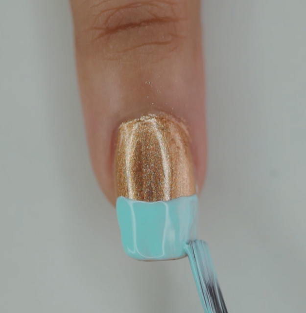 Mint French Tip | Gold Nails With Mint Accent Perfect For Your Thanksgiving Party Mint French Tip | Gold Nails With Mint Accent Perfect For Your Thanksgiving Party