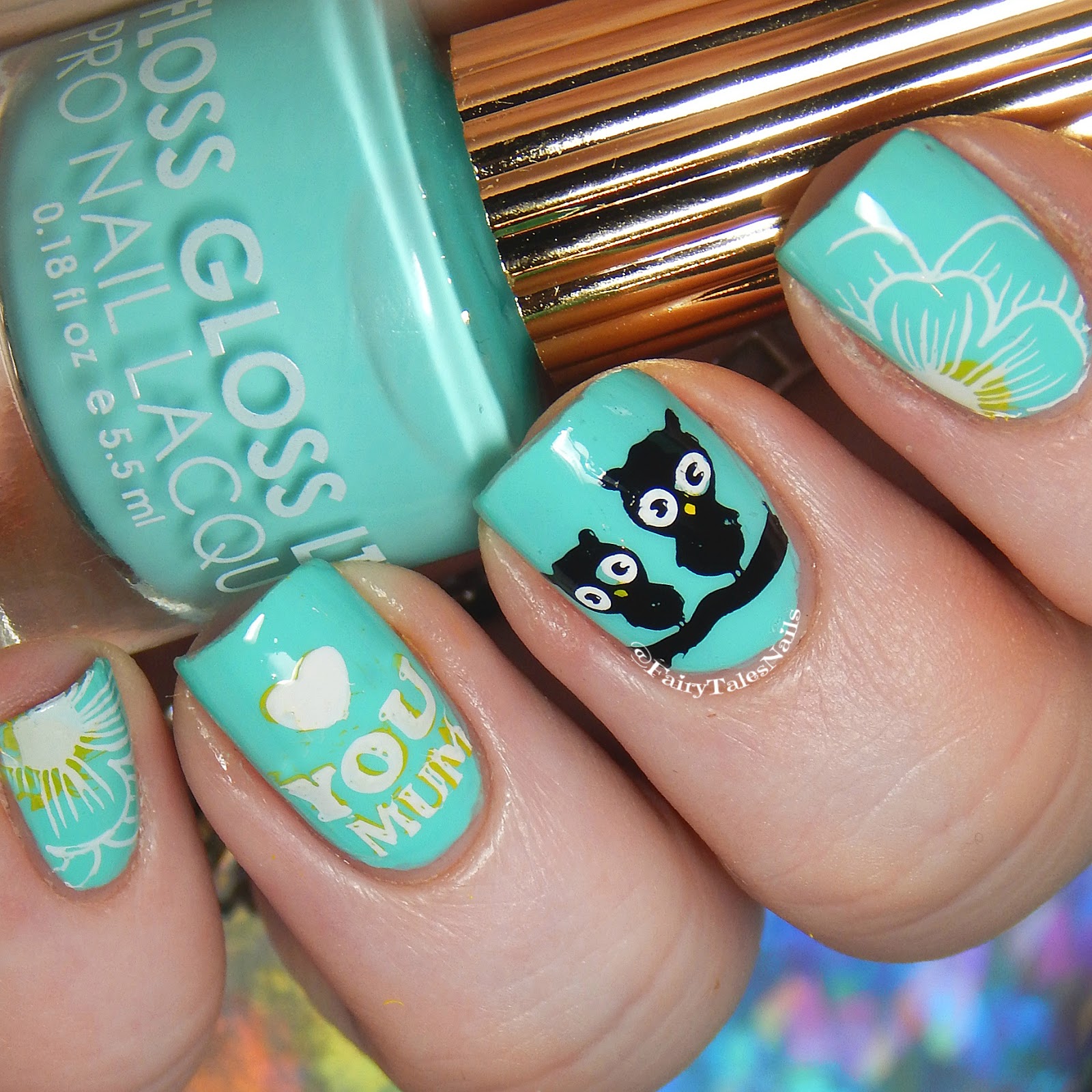 Owl Mom Nails | Mother's Day Nail Designs