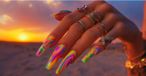 Festival-Ready Nails for Coachella Season: Bold, Eclectic, and Glittering Designs