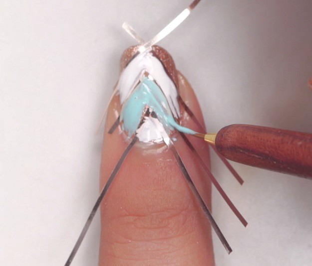 Step 5: Bring in the sky | Santorini Nail Art Tutorial | Display The Colors Of Greece
