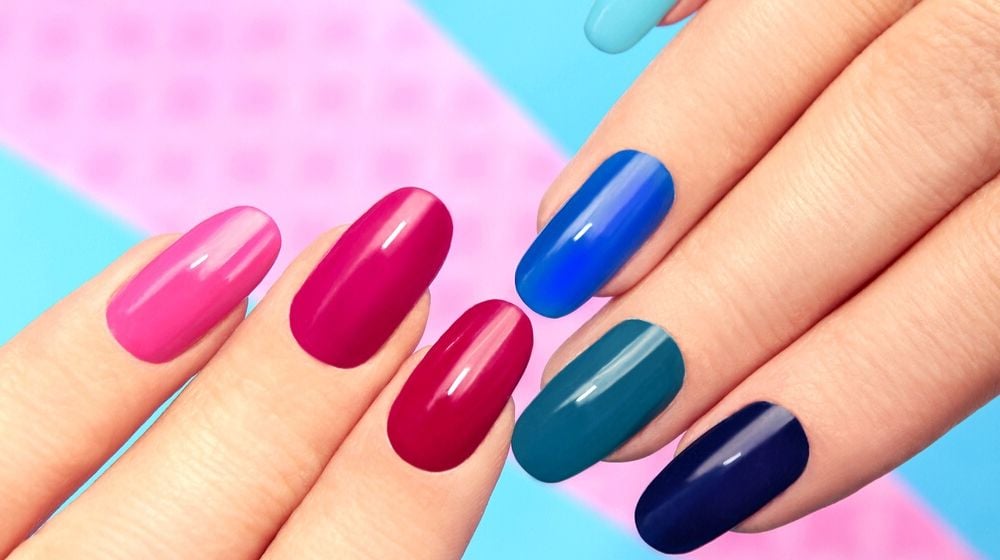 blue pink nail polish | Round Nails Tutorial | 3 Easy Steps To Get This Classic Nail Shape